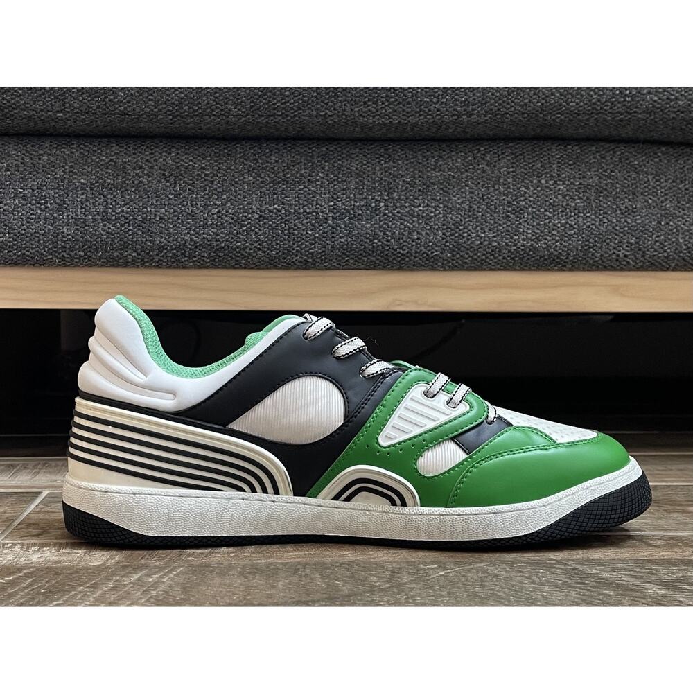 $1,195 NIB Gucci Colorblocked White Green Multicolor Low-Top Sneakers Size 13.5 - Picture 3 of 9